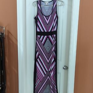 Michael Kors Geometric Pinkish/Purple and Black Maxi Dress Size medium